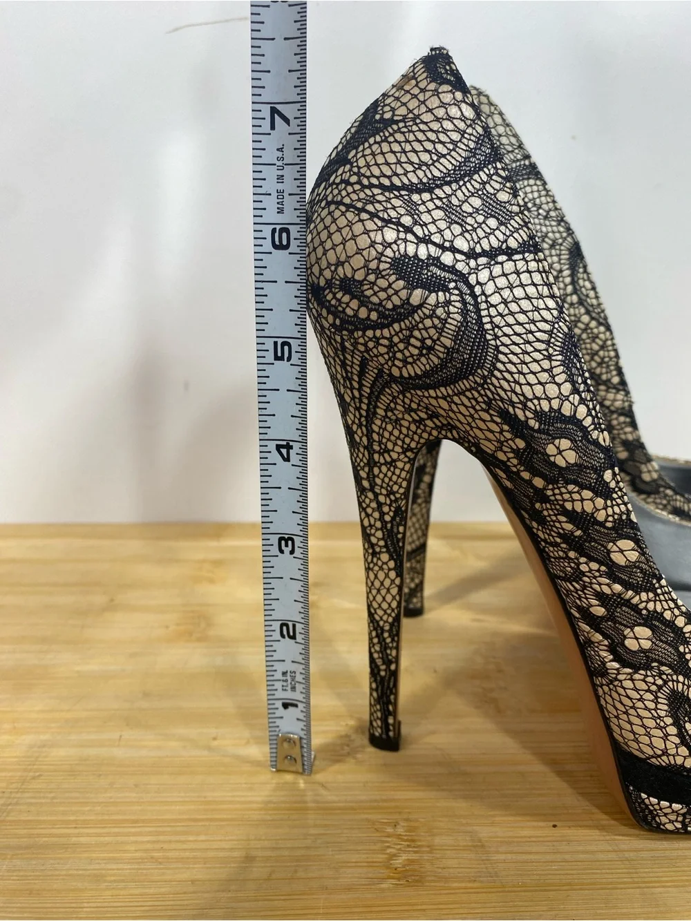Casadei 6 B Black Lace Peep-Toe Platform Pumps high heels Italy 145mm stiletto